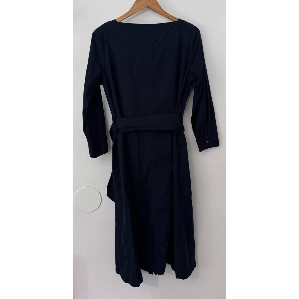 J CREW x Thomas Mason Shirt Dress Midi Womens 8 Blue G8673‎ Pockets